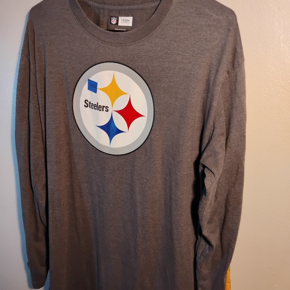 Pittsburgh Steelers NFL Apparel Long Sleeve Logo Sewn Stripe Sleeves Mens Large - Picture 5 of 16